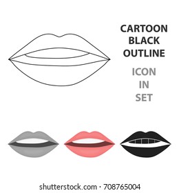 Lips icon in cartoon style isolated on white background. Make up symbol stock vector illustration.