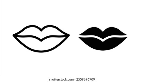 Lips Icon collection in filled and stroke style.