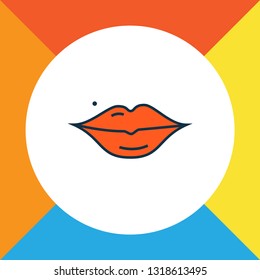 Lips icon colored line symbol. Premium quality isolated mouth element in trendy style.