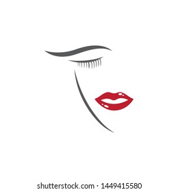 Lips icon cosmetic logo vector template