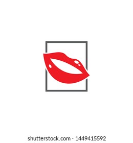 Lips icon cosmetic logo vector template