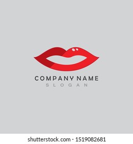 Lips icon cosmetic logo vector template