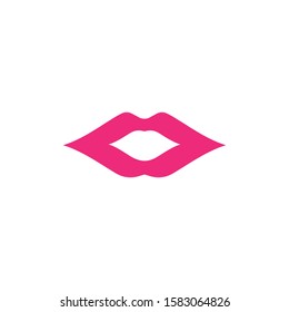 Lips icon cosmetic logo vector template