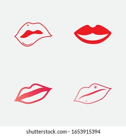 Lips icon cosmetic logo vector template