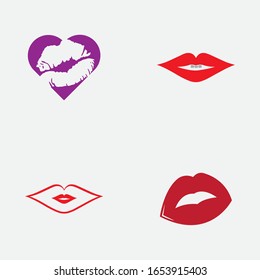 Lips icon cosmetic logo vector template