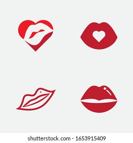 Lips icon cosmetic logo vector template