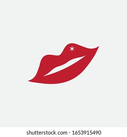 Lips icon cosmetic logo vector template