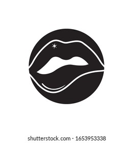 Lips icon cosmetic logo vector template