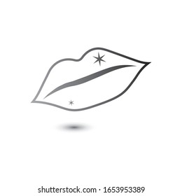 Lips icon cosmetic logo vector template