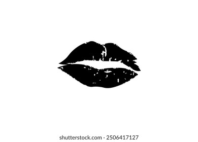 Lippen-Symbol-Design, Vektorgrafik in schwarzer Farbe.