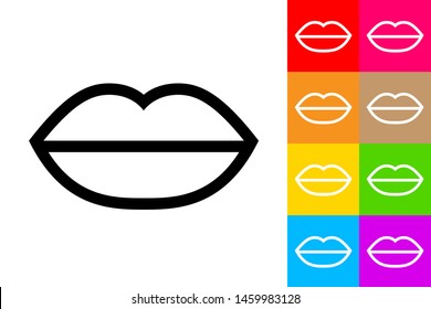 Lips Icon With Different Color Background