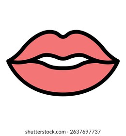 Lips icon flat line style illustration representing beauty, expression, and cosmetics, suitable for makeup, fashion, and personal care-related projects