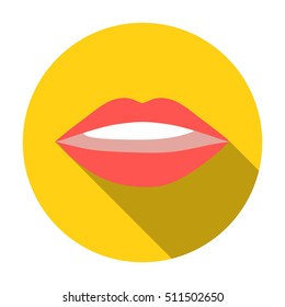 Lips icon in flat style isolated on white background. Make up symbol stock vector illustration.