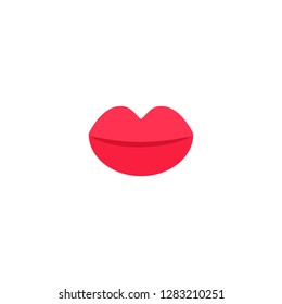 Lips icon. Flat style pictogram isolated on white. Love symbol, kiss sign. Valentine s Day vector illustration.