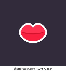 Lips icon. Flat style pictogram isolated. Love symbol, kiss sign sticker. Valentine s Day vector illustration.