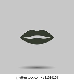 Lips icon. Flat vector illustration in black on white background.
