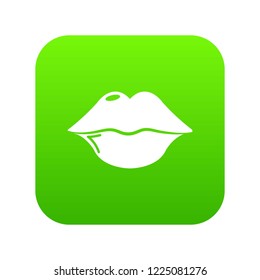 Lips icon green vector isolated on white background