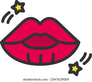 Lips Icon image. Suitable for mobile application.