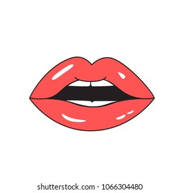 Lips icon isolated on white background. Lips for web site, t shirt, logo and decoration. Creative art concept, vector illustration, eps 10