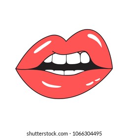 Lips icon isolated on white background. Lips for web site, t shirt, logo and decoration. Creative art concept, vector illustration, eps 10