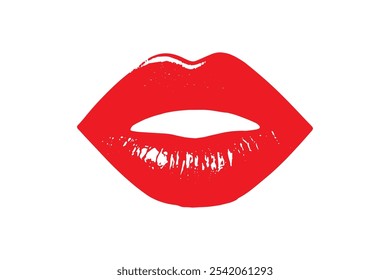 Lips icon isolated on white background. Full lips colored in pink nude lipstick. Professional make up and professional cosmetics for make up. Part 