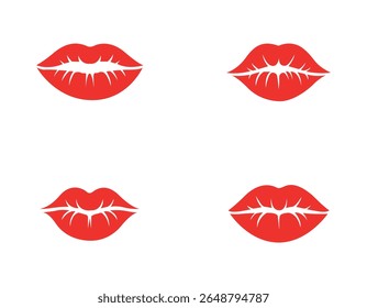 Icono de los labios aislado en el fondo blanco. Labios rojos y negros besan a Mark Ilustración vectorial. Impresión de labios beso Vector,