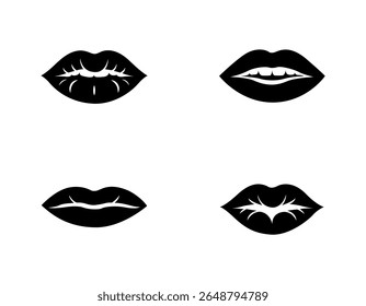 Lippen-Symbol einzeln auf weißem Hintergrund. Rote und schwarze Lippen Kiss Mark Vektorgrafik. Druck von Lippen Kiss Vektor,
