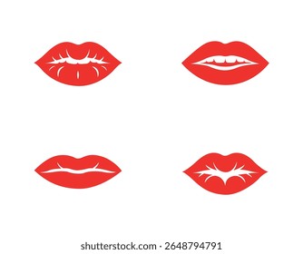 Lippen-Symbol einzeln auf weißem Hintergrund. Rote und schwarze Lippen Kiss Mark Vektorgrafik. Druck von Lippen Kiss Vektor,
