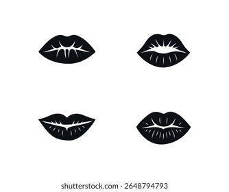 Lips icon isolated on white background. Red and Black Lips Kiss Mark Vector Illustration. Print of lips kiss vector,