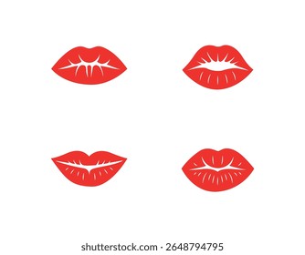 Lippen-Symbol einzeln auf weißem Hintergrund. Rote und schwarze Lippen Kiss Mark Vektorgrafik. Druck von Lippen Kiss Vektor,