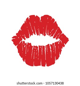 Lips icon. Kiss icon. Red lips, vector illustration