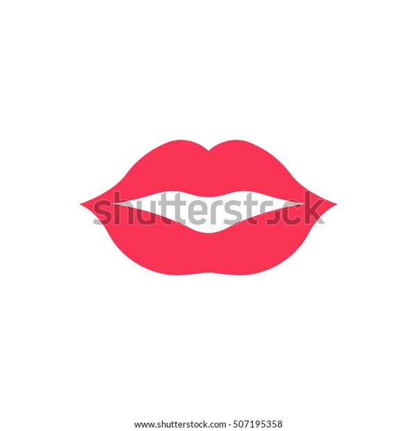 Lips Icon Kiss Icon Red Lips Stock Vector (Royalty Free) 507195358