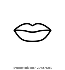 Lips Icon. Line Art Style Design Isolated On White Background