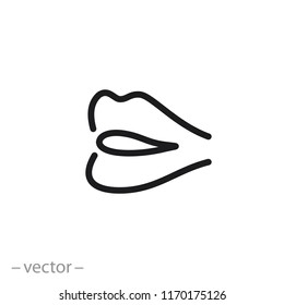 lips icon, linear sign isolated on white background - editable vector illustration eps10