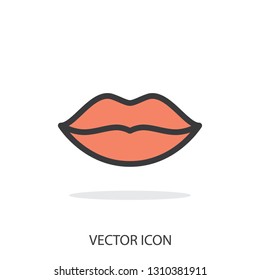 lips icon, linear sign isolated on white background - editable stroke vector illustration eps10
