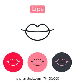 Lips icon. Linear style pictogram isolated on white. Love symbol, kiss sign. Valentine's Day vector illustration. Editable stroke.