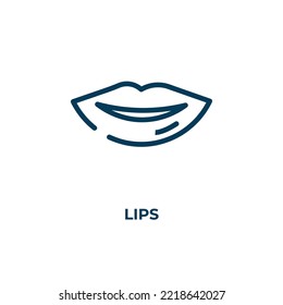 Icono de Lips. Ilustración vectorial lineal. Vector de icono de contorno de labios. Símbolo de línea delgada para uso en aplicaciones web y móviles, logotipo, medios impresos.