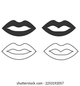 Lippt Icon. Lip-Set Element Design Set Linie und Hintergrund Vektorgrafik.