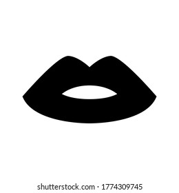 icono de labios o logotipo símbolo de señas aislado ilustración vectorial - iconos vectoriales de estilo negro de alta calidad
