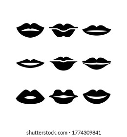 icono de labios o logotipo símbolo de signo aislado ilustración vectorial - Colección de iconos vectoriales de estilo negro de alta calidad

