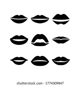 icono de labios o logotipo símbolo de signo aislado ilustración vectorial - Colección de iconos vectoriales de estilo negro de alta calidad

