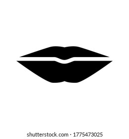 icono de labios o logotipo símbolo de señas aislado ilustración vectorial - iconos vectoriales de estilo negro de alta calidad
