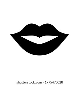 icono de labios o logotipo símbolo de señas aislado ilustración vectorial - iconos vectoriales de estilo negro de alta calidad
