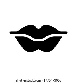 icono de labios o logotipo símbolo de señas aislado ilustración vectorial - iconos vectoriales de estilo negro de alta calidad
