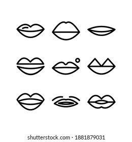 Lips-Symbol oder Logo einzeln auf Zeichen, Vektorgrafik - Sammlung hochwertiger Vektorsymbole mit schwarzem Stil
