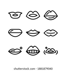 Set Hand Drawn Outlined Lips Different Stock Illustration 1657066843