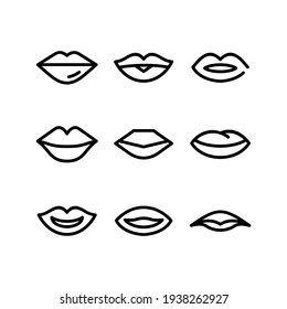 icono de labios o logotipo símbolo de signo aislado ilustración vectorial - Colección de iconos vectoriales de estilo negro de alta calidad
