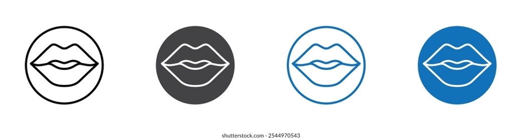 Lips icon Logo sign in thin line outline