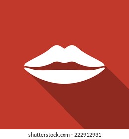 lips icon with long shadow 