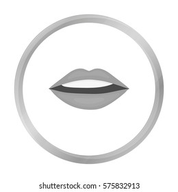 Lips icon in monochrome style isolated on white background. Make up symbol stock vector illustration.